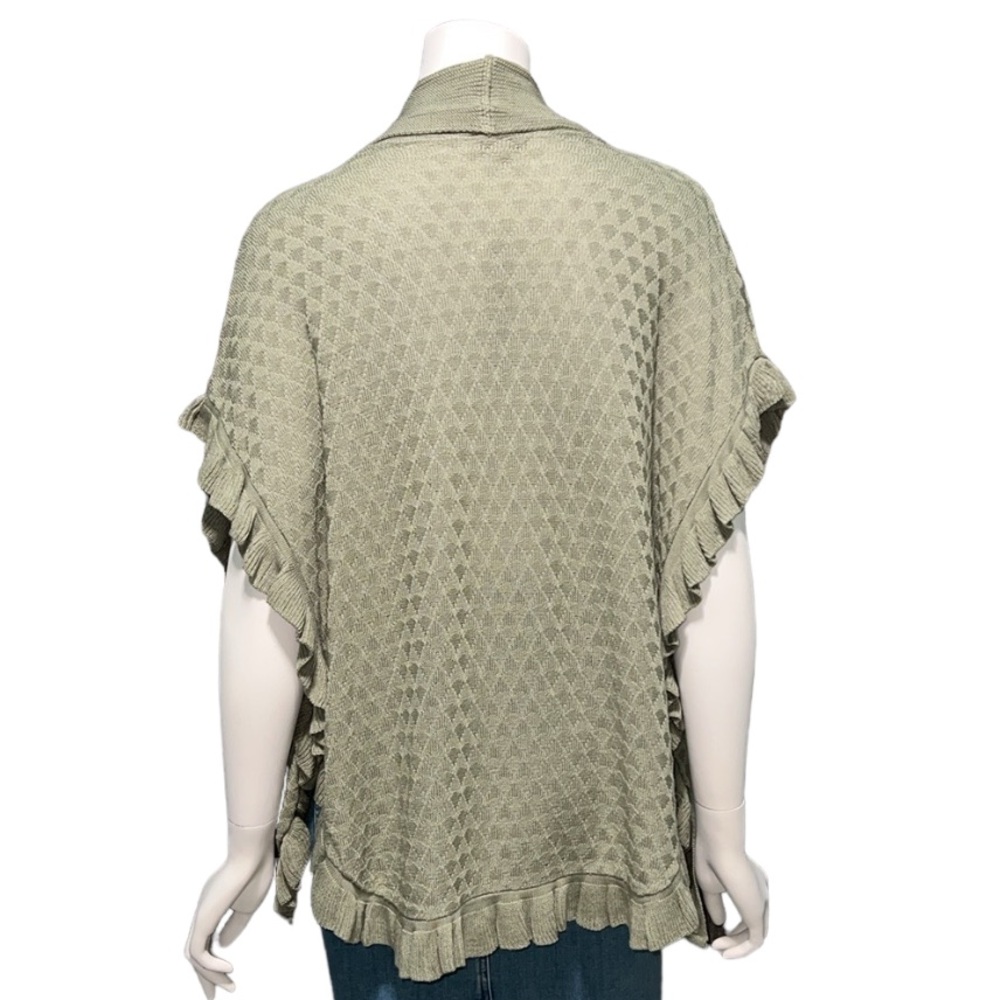 NWT Joseph A. Sea Grass Green Open Front Ruffle Cardigan Wrap Knit Vest S - Picture 3 of 11